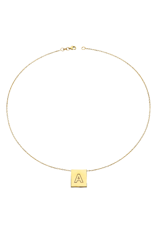 14K Willow Tag Initial Necklace